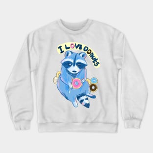 Little racoon loves donuts Crewneck Sweatshirt